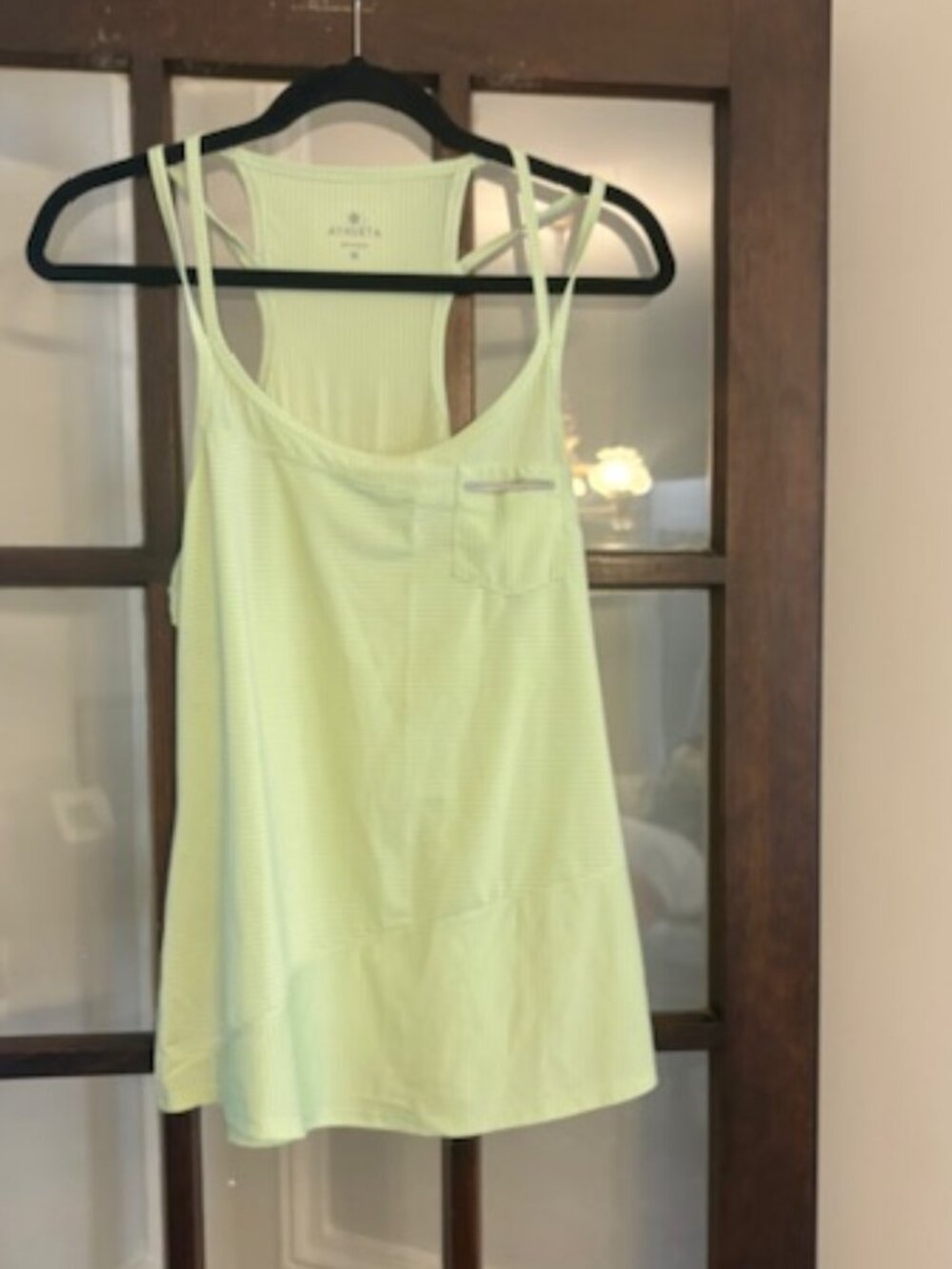 Athleta Light Green Speedsetter Double Strap Racerback Tank, Size Medium
